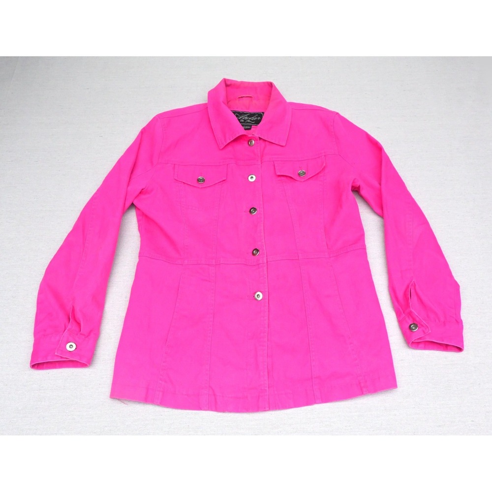 Atelier by B Thomas Vintage 90s Womens L Trucker Style Jacket Fuchsia Snap Front